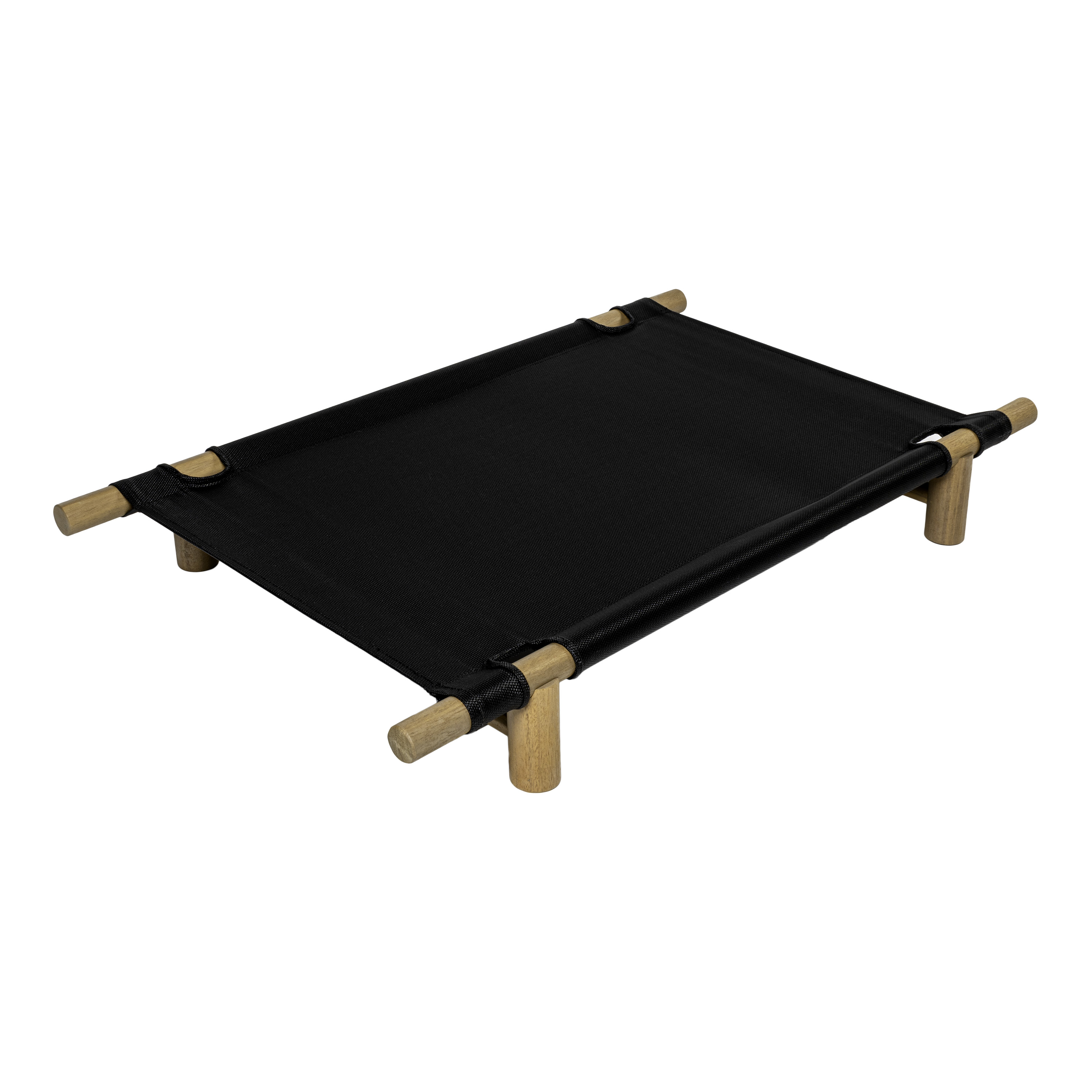 THE LICKER STORE Chester 32" Modern Minimalist Wood Frame Elevated Outdoor Dog Bed, Ink/Light Teak, DBD5000C