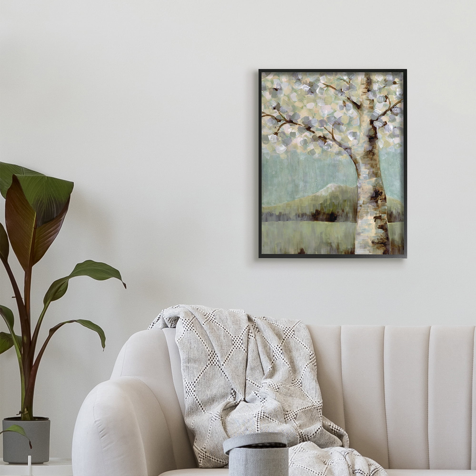 Stupell Industries Flowers Blooming on Neutral Tree Landscape,24 x 30,Designed by Doris Charest