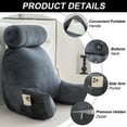 thumbnail image 3 of TOPCHANCES Backrest Reading Pillow, Bed Rest Pillow with Arms, Back Support Pillows ( Gray - Solid ), 3 of 10