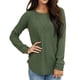 thumbnail image 2 of Top de manga larga para mujer, cuello redondo con hombros descubiertos, Color puro, ajuste holgado, camisa informal para mujer para citas en el trabajo, 2 of 6