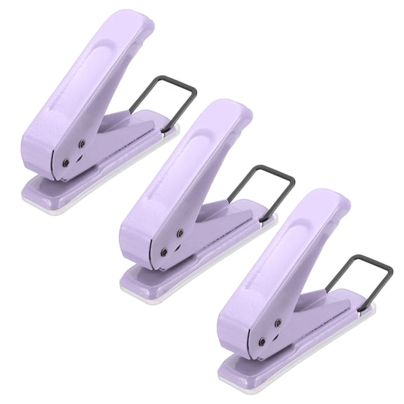 1/4" Single Hole Punch, 3Pcs Handheld Heavy Duty Hole Puncher Press Metal Paper Puncher for Tag DIY Craft Scrapbook Ticket, Purple