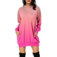 thumbnail image 1 of Femmes Automne et Hiver Mode Décontractée Ample à Capuche Longue Poche Sweat Imprimé Robe Chandail en Molleton Vestes Grande Taille Femmes Zippées Chandails à Capuchon pour Tricoté Chandail à Capuchon Couleur Chandail à Capuchon Rose TTTG, 1 of 6
