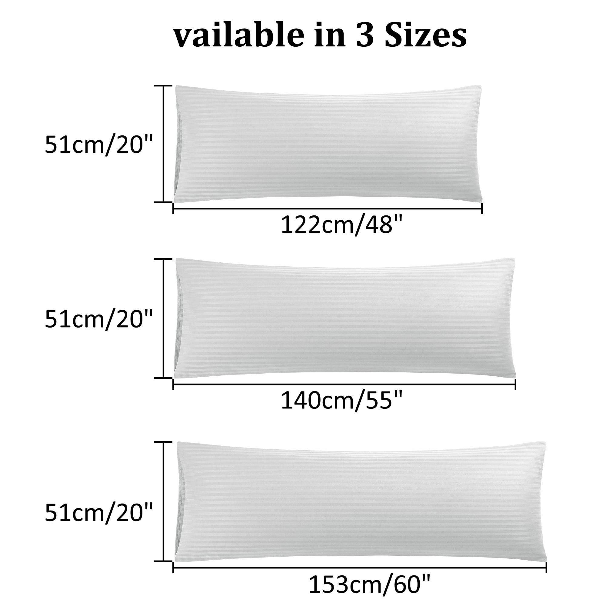 Unique Bargains Microfiber Body Striped Pillowcase Soft Light Gray 20x55 Inch