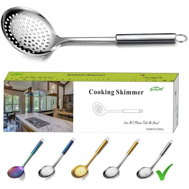 ReaNea Kitchen Skimmer, Stainless Steel Strainer Spoon, Metal Slotted