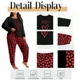 thumbnail image 5 of Musefolio Women Plus Size Casual Two-Piece Set - Long Sleeve Nightgown Set - Casual Clothing - Pullover Round Neck "Good night" Heart Print Relaxed And Cozy Matching Set Fall/Winter Set 1X - 5X, 5 of 7