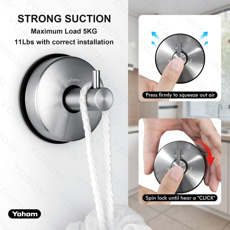 HOME SO Suction Cup Hooks for Shower, Bathroom, Kitchen, Glass