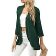 thumbnail image 2 of Arvbitana Women's Three Quarter Sleeve Cardigan Solid Color Sweater Ruffled Drop Hem Tops Open-Front Casual Street Style Thin Outwear Soft Coat, 2 of 6