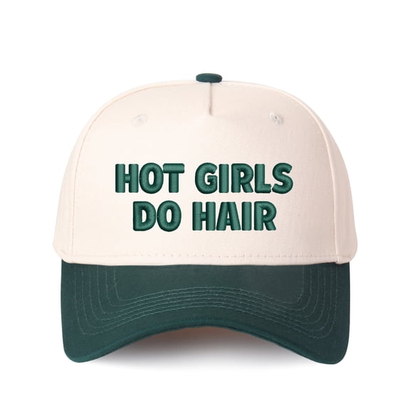 HOT GIRLS DO HAIR Letter Embroidered Color Block Trucker Hat Unisex Adjustable Cotton Breathable Fashion Cap for Travel Daily Wear