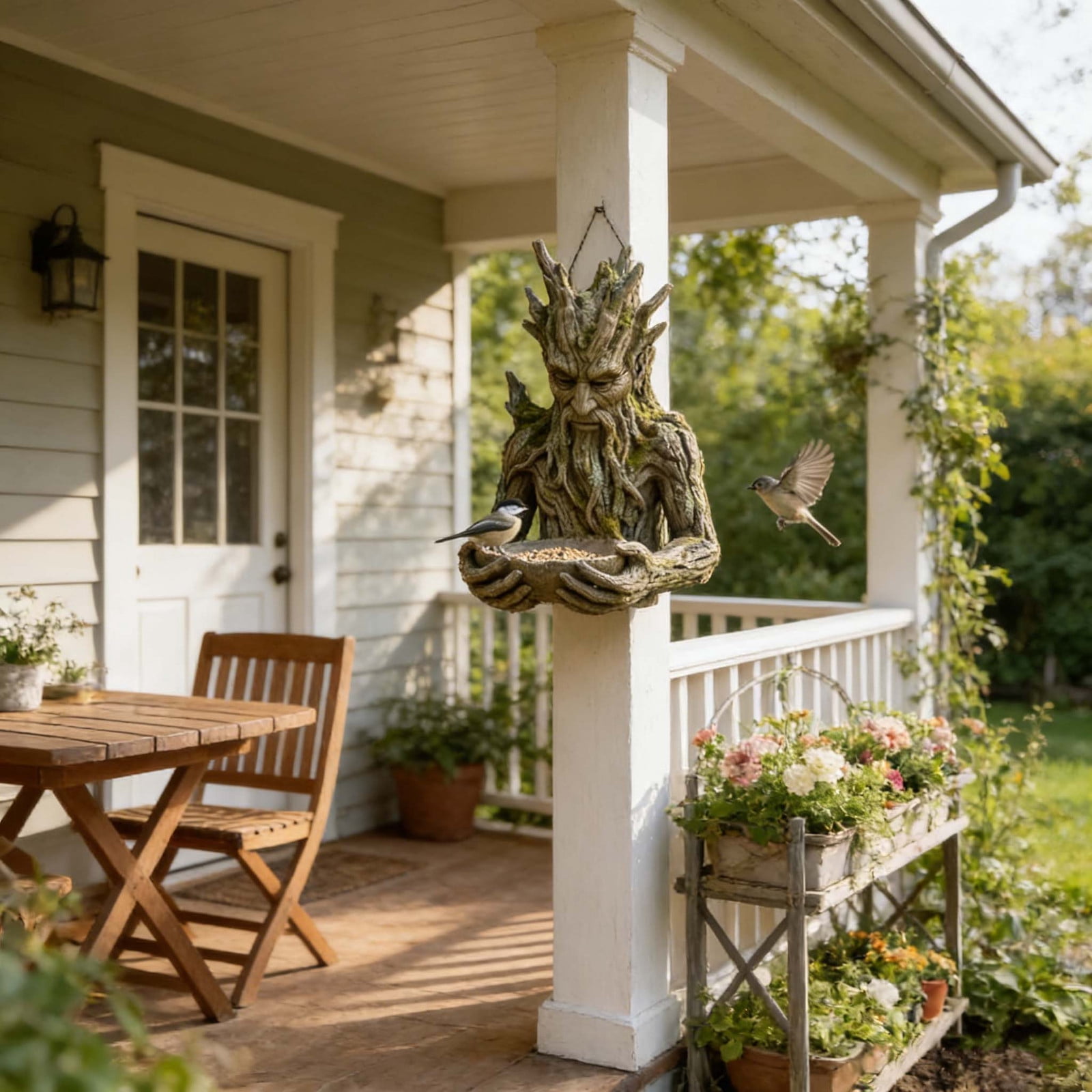 Nkmbld Bird Feeders for Outdoors Hanging, Waterproof Tree-Mounted Outdoor Sculpture Feeders with Hidden Hook for Outside Garden Yard Decoration