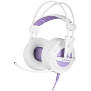 SUPSOO White Purple Gaming Headset for Xbox One, PS4, 3.5mm Over Ear Headphones with Microphone, Soft Earmuffs Bass