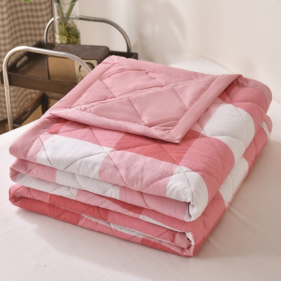 Btomtd Cotton Summer Quilt, Classic Grid-Pattern Air Conditioning Cooling Blanket, Embossed Lightweight Comforter for Home & Dorm Daily Use, 39" x 59" (Multicolor #03)