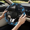 thumbnail image 5 of Yuyamidu Camo Hunting Auto Steering Wheel Cover Blue Wood Steering Wheel Case Winter Warm Car Steering Wheel Decorative Protecion for Sedan Accessories, 5 of 7