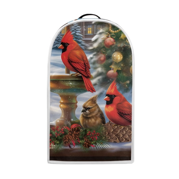 HELLHERO Stylish Kitchen Blender Dust Cover for Reusable Polyester Dust Protector, Cardinals at Frozen Fountain with Christmas Tree