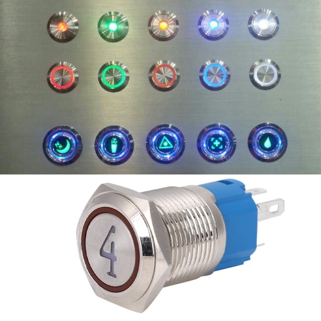 Interruptor pulsador Jadeshay de acero inoxidable 2 piezas 5 pines