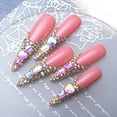 thumbnail image 4 of Press on Nails with Diamond French Design, 100% Hand-painted Reusable Gel UV Finished Pre-shaped False Nails for Women, 10pcs 3D Handmade False Nails-Large Size, 4 of 5