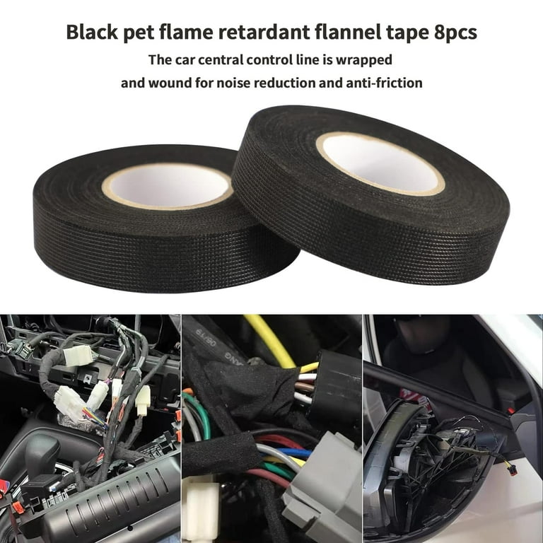 Wiring Harness Tape, Multipurpose Self Adhesive Felt Tape Anti Squeak Rattle Felt Insulating Tape For Car Motorcycle, Black (32mm*11.5mm