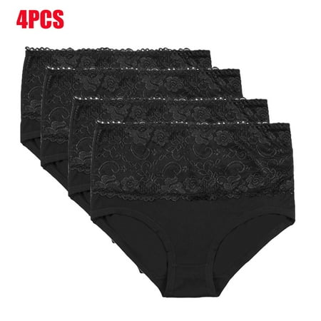 

Women s High Waisted Floral Underwear Ladies Soft Full Briefs Panties Set of 4