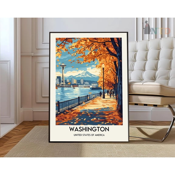 Seattle Print, Seattle Wall Art, Seattle Poster, Seattle Photo, Seattle Poster Print, Seattle Travel Poster, Cascade Mountains Seattle Wall Art, Modern Wall Decor, 12x18 UNFRAMED