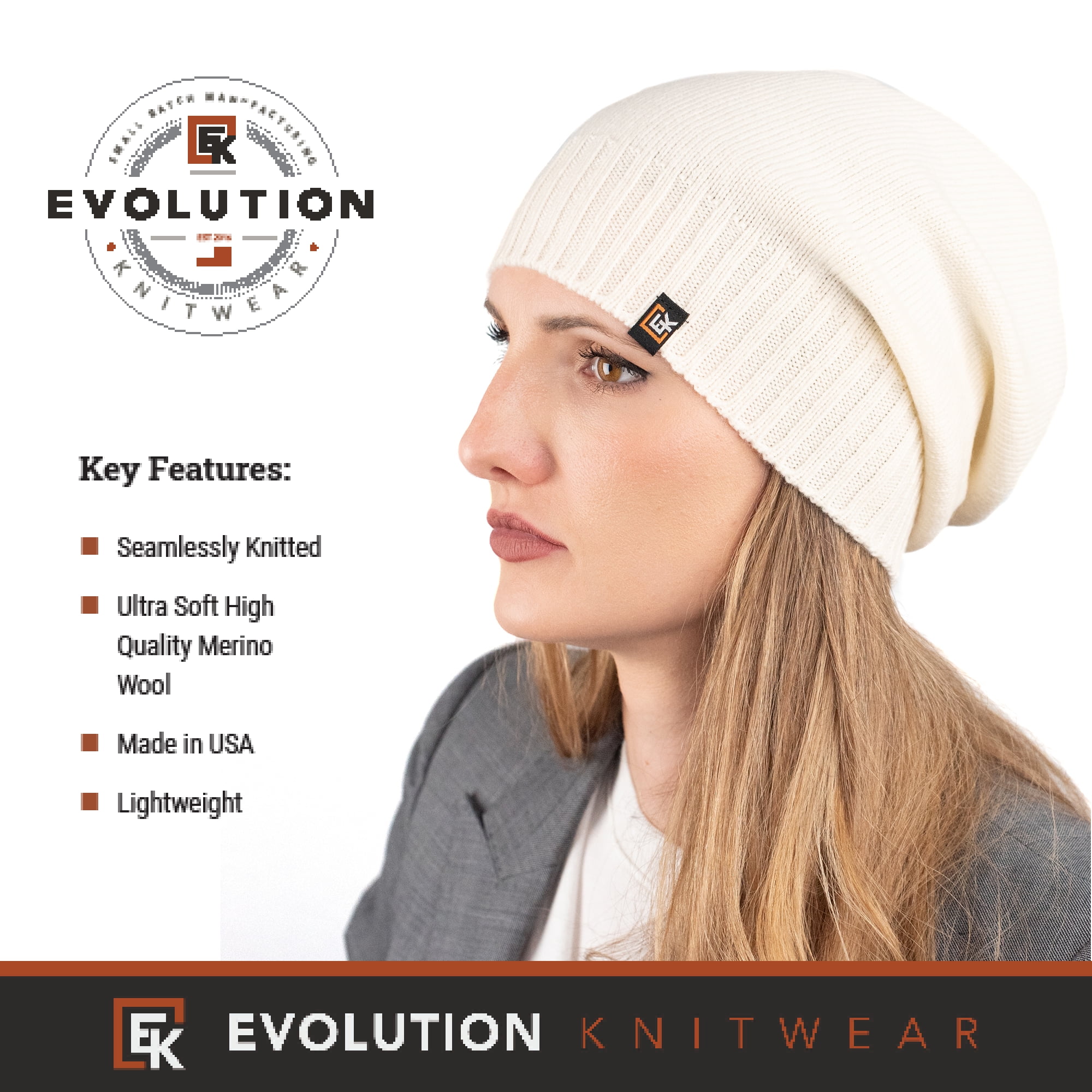 Wool Slouchy Beanie Hat for Men or Women - Super Soft Merino  display picture 2