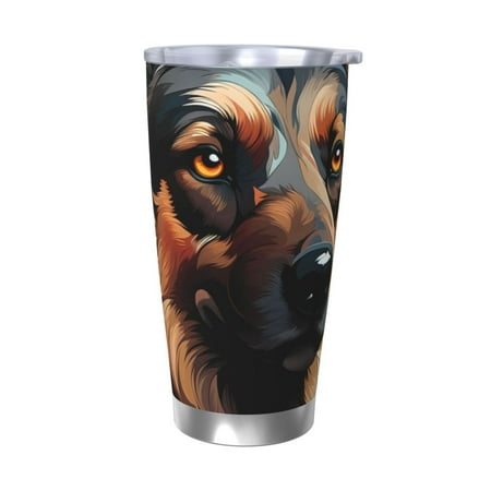 

Zeuib Colorful Flower German Shepherd Printed 20oz Stainless Steel Insulated Car Cup Stainless Steel Thermal Cup Vacuum Insulated Leak-proof Travel Mug Cup-Without Straw