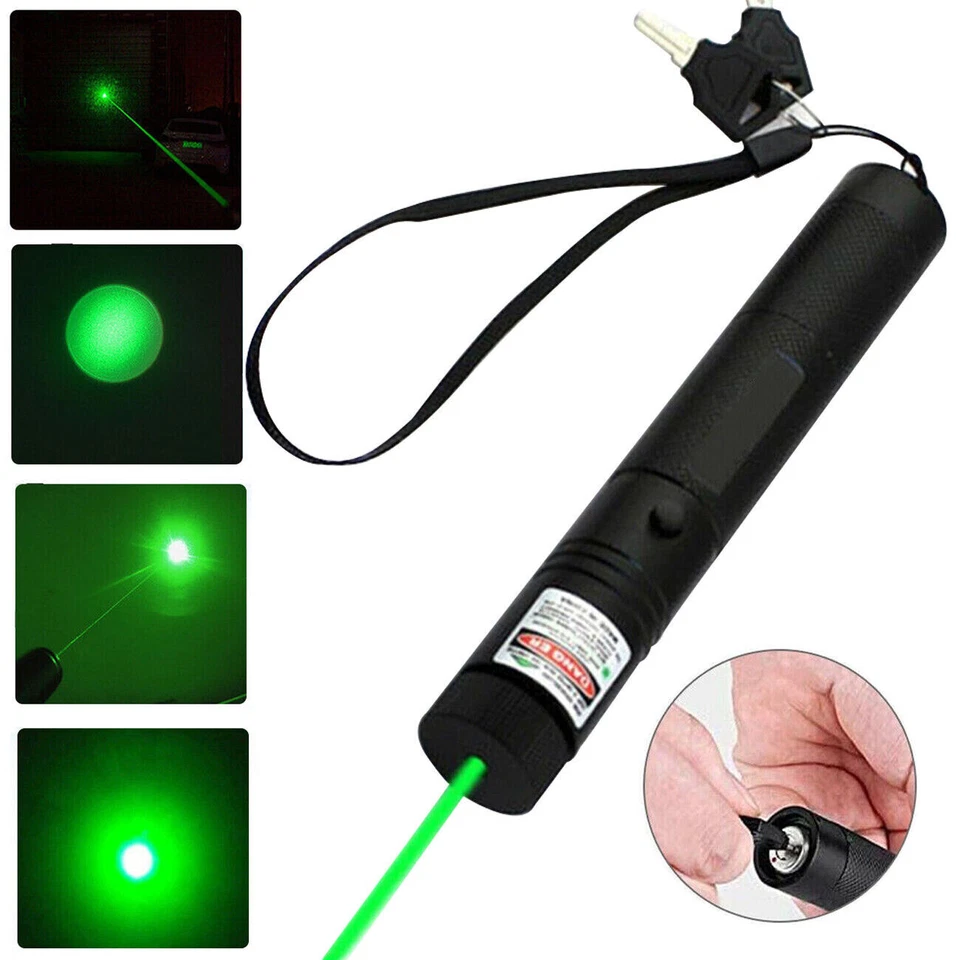 CRESTIN- 2X 6100Mile Green Laser Pointer Lazer Pen High Power Visible Beam Light+Battery