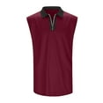 thumbnail image 3 of Tosmy Mens Polo Shirt Men Spring Summer Sleeveless Tank Top Vest Casual Lapel Zipper Solid Color Tops Classic Fit, 3 of 8