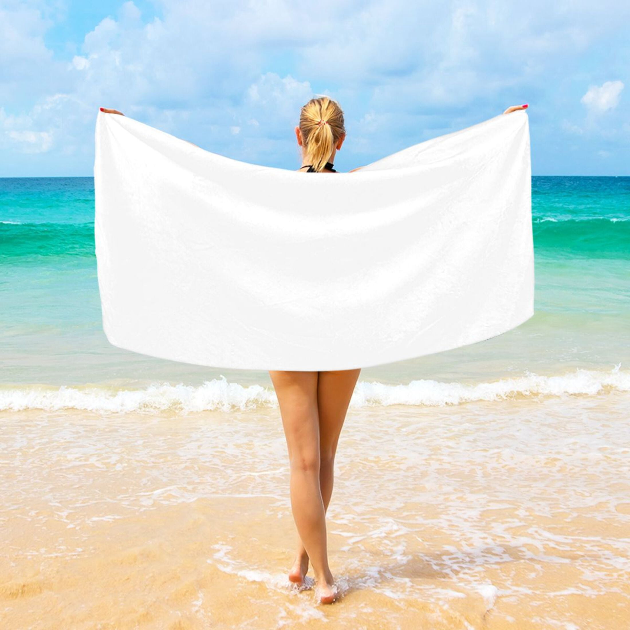 Oversized Beach Towel Extra Large Absorbent Microfiber Bath Towels Soft Quick Drying White 74"x37"