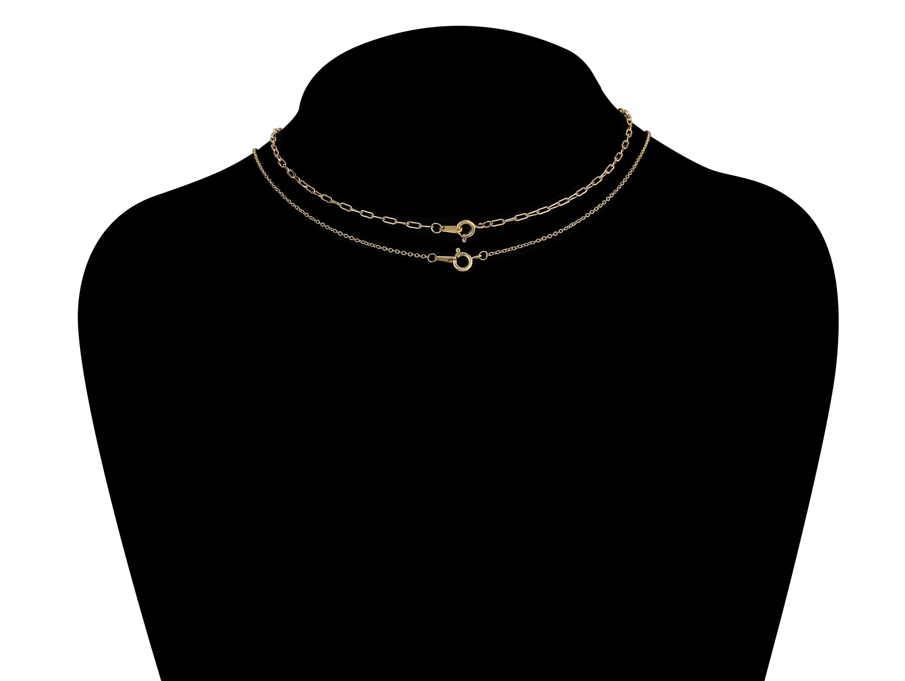 14KT Gold Flash Plated Double Necklace Set with Simulated Diamonds Adult