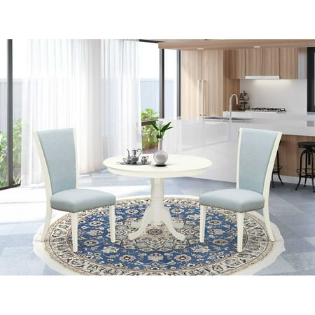 East West Furniture East-West Furniture HLVE3-LWH-15 – A wooden dining table set of two amazing dining chairs with Linen Fabric Baby Blue color and a fantastic 42-Inch Antique dining table with… East West Furniture East-West Furniture HLVE3-LWH-15 – A wooden dining table set of two amazing dining chairs with Linen Fabric Baby Blue color and a fantastic 42-Inch Antique dining table with…