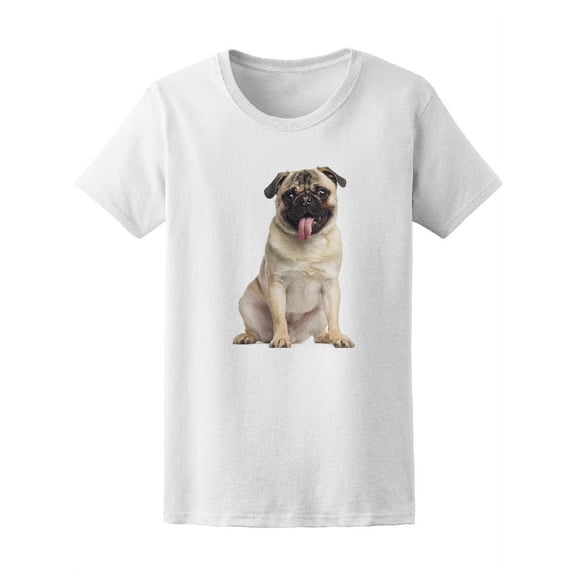 Happy Pug Sitting And Panting Tee Women's -Image by Shutterstock