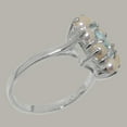 thumbnail image 3 of LBG British Made 14k White Gold Natural Aquamarine & Cultured Pearl Womens Promise Ring - 33 size options - Size 6, 3 of 6