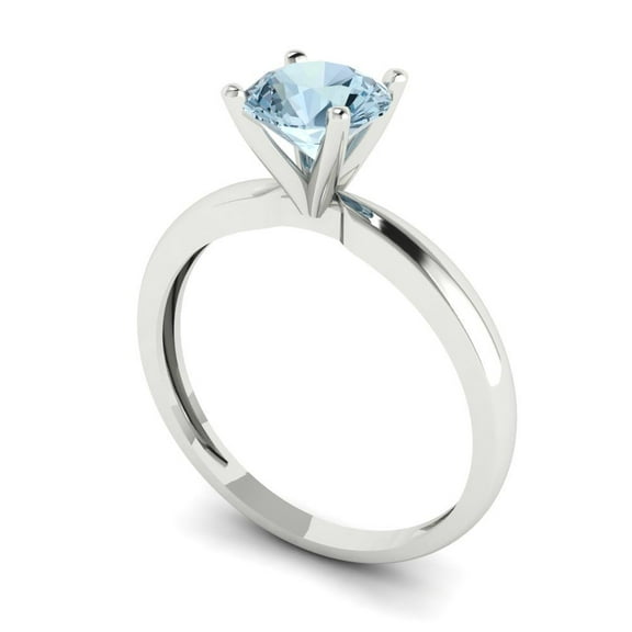 0.5 ct Round Cut Natural Sky Blue Topaz Solitaire Engagement Ring for Women in 18K White Gold