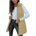 thumbnail image 2 of ZQGJB Women's Oversized Puffer Vest - Quilted Stand Collar Full Zip up Sleeveless Vest with Pockets Trendy Winter Thick Warm Outwear Coat Khaki XL, 2 of 9