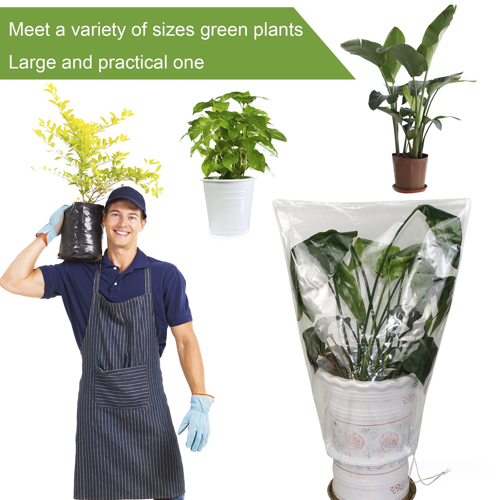 Winter Plant Film Cover with Drawstring Plastic Plant Cover Freeze