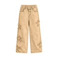 thumbnail image 6 of YunPes Girls Y2K Denim Pants Frayed Star Embroidered Wide Leg Pants with Elastic Waist Trendy Straight Leg Trousers Hip-Pop Streetwear, 6 of 6
