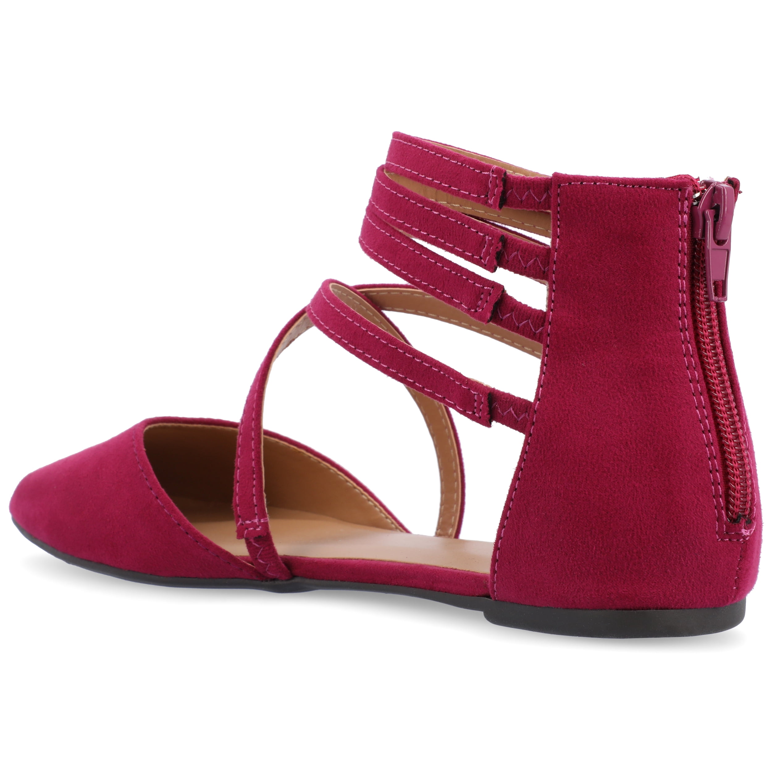 Journee Womens Marlee Back Heel Zip Pointed Toe Cage Flats