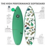Performance Soft Top Short Foam Surfboard - Includes Leash + Fins in Green FTB