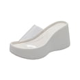 thumbnail image 2 of Womens Dress Sandals,Women's Sandals,Women's Clear Strap Wedges Platform Sandals Classic Fish Mouth Memory Foam Slip-On Height Increase Slides Sandals Summer Casual Beach Walking Slippers,White,6.5, 2 of 5