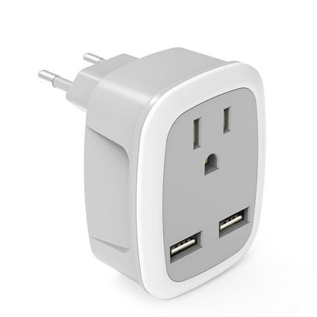 ASNOUIFU European Travel Plug Adapter, The US to Europe Outlet Converter International Electrical Adaptor USB Charger