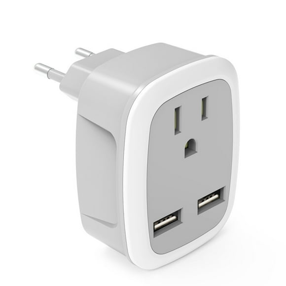goowrom European Travel Plug Adapter, The US to Europe Outlet Converter International Electrical Adaptor USB Charger