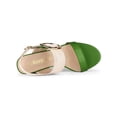 thumbnail image 4 of BLISSFUL STEP Slingback Sandals Contrast Color Chunky Heel Big Circle Buckle Sandals Green Beige 5.5, 4 of 8
