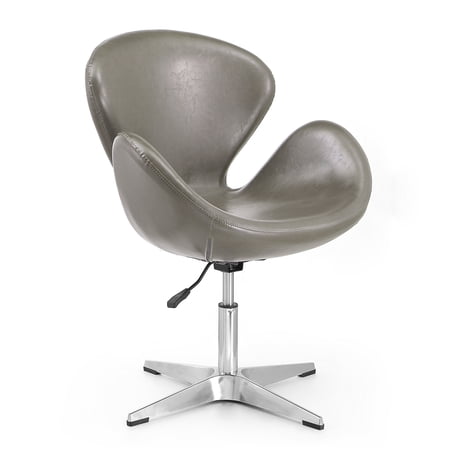 JERFIT Modern Swivel Accent Chair with Adjustable Height, 300LBS Capacity, Gray Fabric Upholstered Lounge Chair for Living Room, Office
