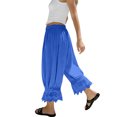 thumbnail image 4 of Yungyresw Women's Casual Bloomer Pants Ruffled Lace Trim Drawstring Lounge Pants Wide Leg Harem Pants Women With Pockets Royal Blue M, 4 of 6