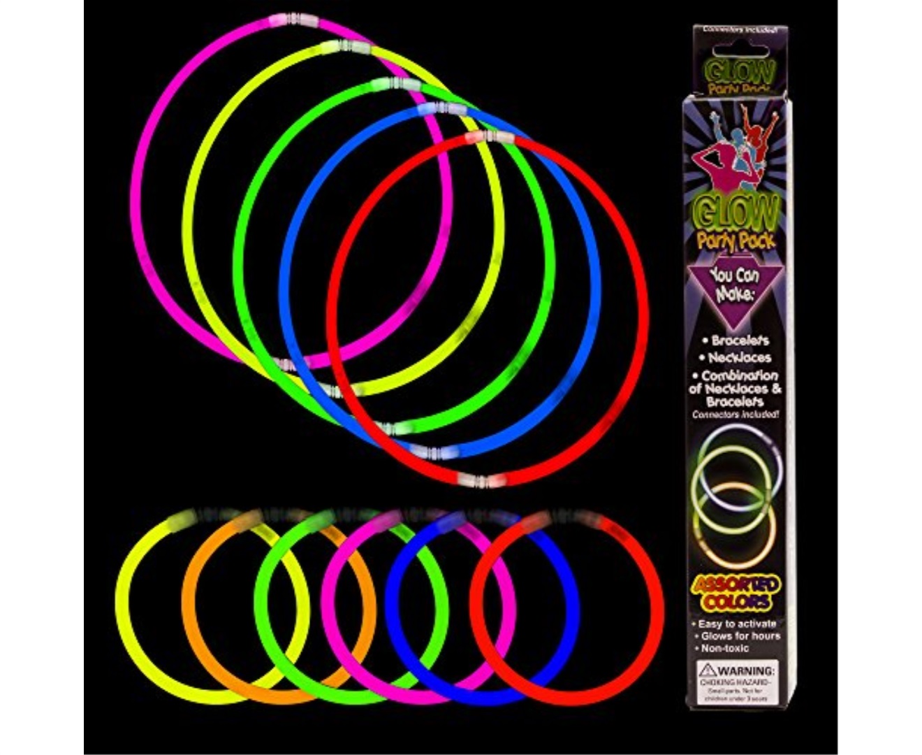 Fun Central M614 21pcs Glow In The Dark Bracelet And Necklace Kit Fun Central M614 21pcs Glow In The Dark Bracelet And Necklace Kit Necklaces Stick Bracelets Orted