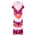 thumbnail image 4 of Robes Teinture sur Nœuds Grande Taille pour Femmes aux Formes, Manches Courtes, Maxi Longue Robe T-Shirt, Décontractée, Plage, Robe d'Été, Voyage, Vacances, Rose Vif, 4TG, 4 of 5