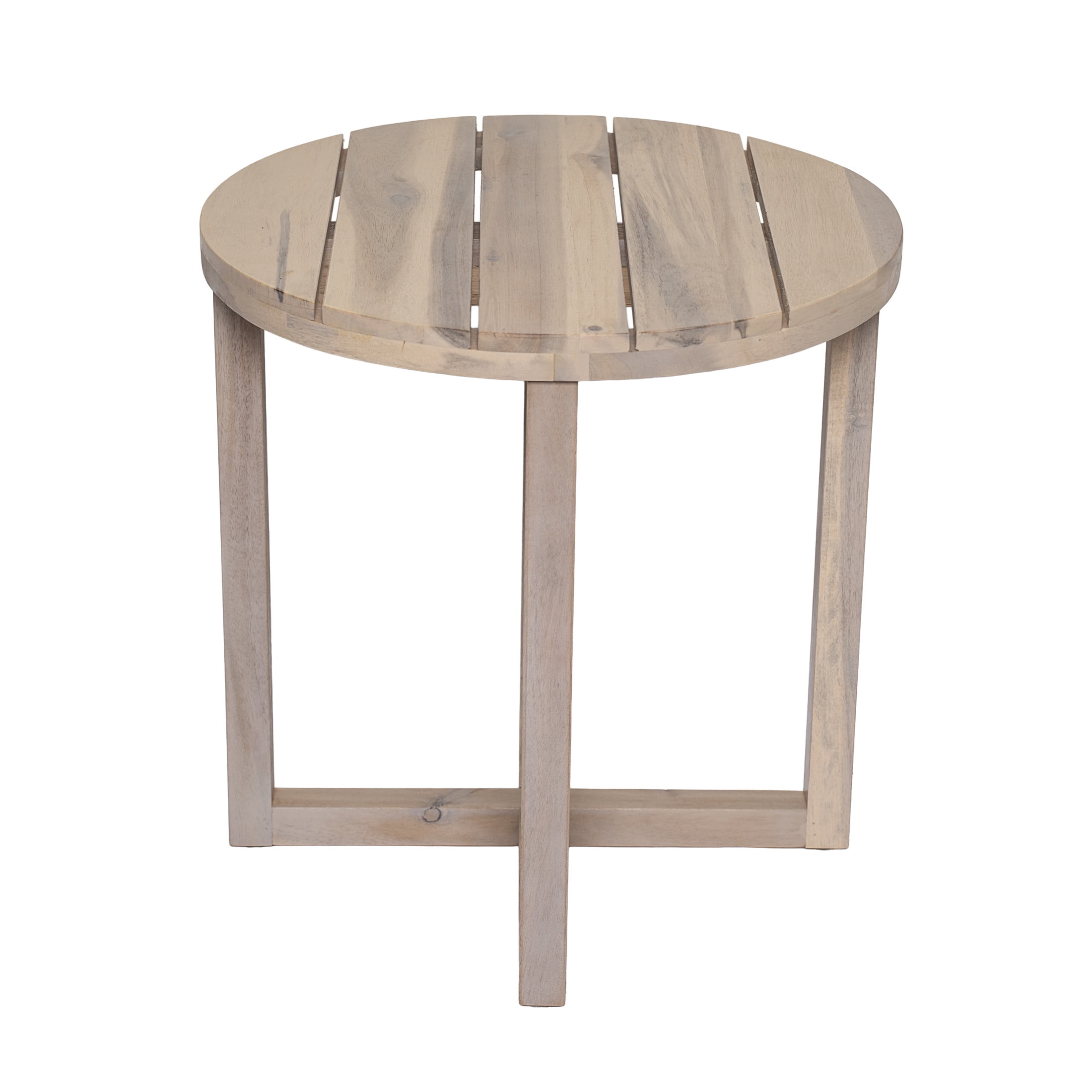 Christopher Knight Home Acacia Wood Outdoor Circular Side Table, Light White