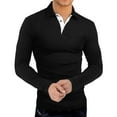 thumbnail image 3 of HAOMEILI Men's Short Long Sleeve Polo Shirts Casual Slim Fit Basic Designed Cotton Shirt Tops, 3 of 6
