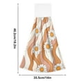 thumbnail image 2 of 2 Pcs Kitchen Hand Towels with Hanging Loops Absorbent Soft Fast Drying Decor Bath Towels Orange and White Striped Daisy, 2 of 7