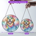 thumbnail image 5 of Hippie Golden Retriever Portrait Watercolor Tie-Dye Vintage Styles Stained Glass Suncatcher Goldens Dog Lover Gifts Idea Window Hanging Sign Decor - 00014, 5 of 5