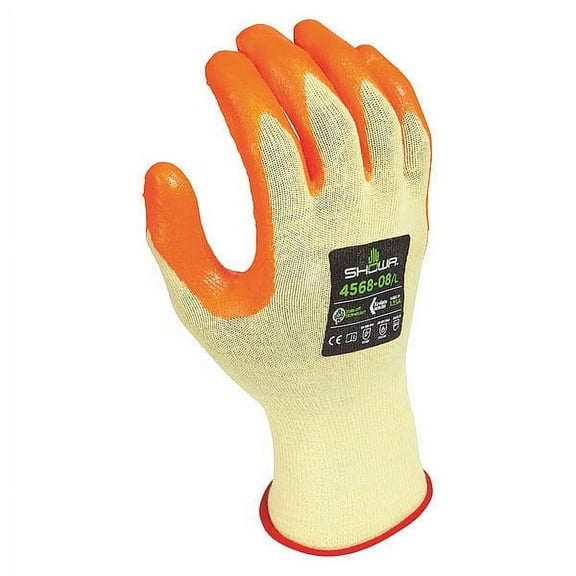Knit Gloves, Kevlar,, Grip Palm and Fingers, Elastic, Orange, Yellow, S, 1 PR